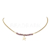 Electroplate Glass Faceted Rondelle Beaded Alloy Pendant 304 Stainless Steel Curb Chain Necklaces for Women NJEW-JN05764-04-2
