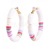 Basketball Wives Style Brass Heishi Beaded Hoop Earrings EJEW-JE04083-01-2
