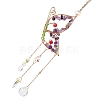 Butterfly Wire Wrapped Brass & Natural Amethyst Chip Pendant Decorations AJEW-Q143-11-4