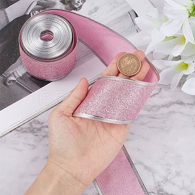 Sparkle Wired Edge Polyester Ribbon OCOR-WH0071-026C-1