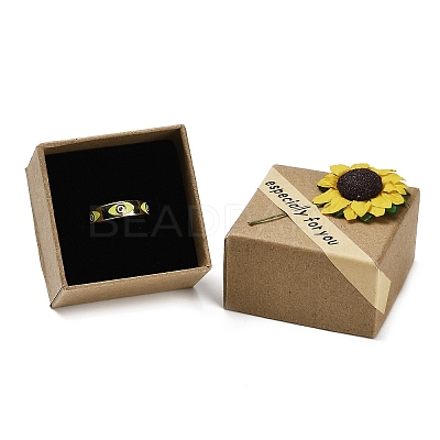 Kraft Paper Gift Boxes with Faux Sunflower Outside for Ring CON-Z011-01A-01-1