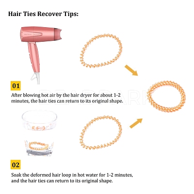 Telephone Cord Elastic Hair Ties OHAR-R113-06-1