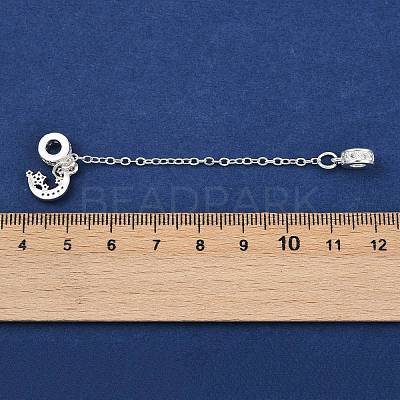 Brass Pave Clear Cubic Zirconia European Safety Chains with Charms KK-L236-16D-S-1