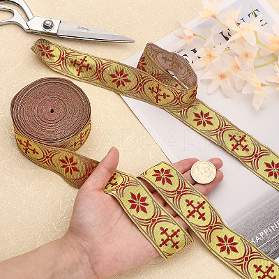 Ethnic Style Polyester Jacquard Ribbon OCOR-WH0079-19B-1