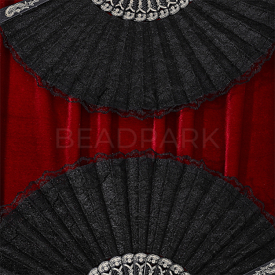 Plastic & Lace Folding Fan AJEW-WH0709-241B-1