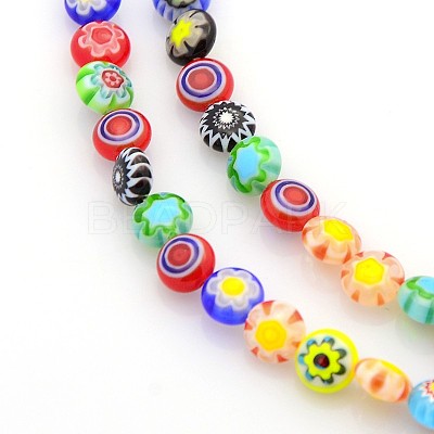 Handmade Millefiori Glass Bead Strands X-LAMP-J034-6mm-M-1