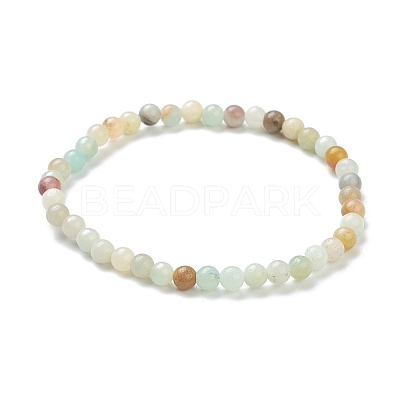 Natural Amazonite Beaded Stretch Bracelets BJEW-D446-A-31-1