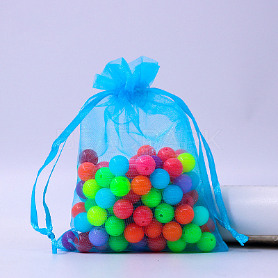 Rectangle Organza Drawstring Bags CON-PW0001-054C-09-1