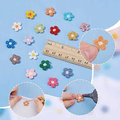 96Pcs 16 Colors Flower Computerized Embroidery Cloth Iron On Patches PATC-AR0001-17-1