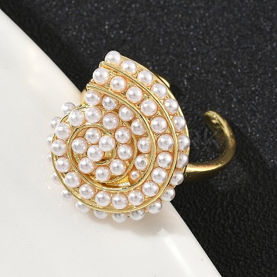 ABS Plastic Pearl Finger Rings RJEW-L128-02G-1