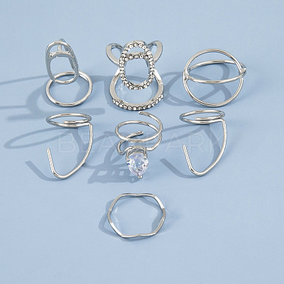 7Pcs Alloy AFingernail Rings RJEW-D114-01P-1