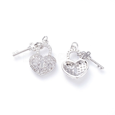 Brass Micro Pave Cubic Zirconia Pendants ZIRC-G156-04P-1