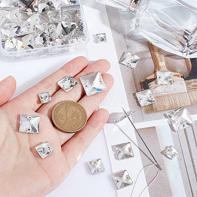 75Pcs 5 Styles Square Shape Sew on Rhinestone GLAA-GA0001-60A-1