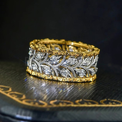 Brass Micro Pave Clear Cubic Zirconia Finger Rings FS-WG88BF1-05-1