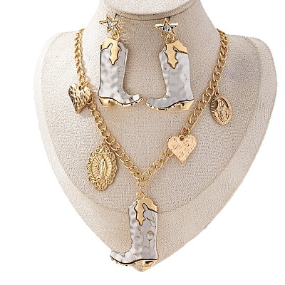Cowboy Boots Zinc Alloy Earrings & Necklaces Sets for Women FS-WGC30FE-01-1