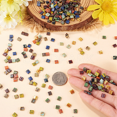 45G 9 Colors 2-Hole Baking Paint Glass Seed Beads SEED-TA0001-71-1