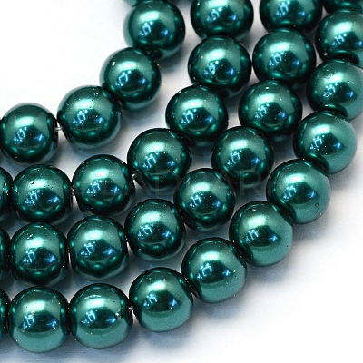 Baking Paint Pearlized Glass Pearl Round Bead Strands X-HY-Q003-10mm-79-1