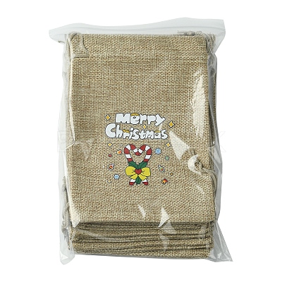 12Pcs 12 Styles Christmas Printed Burlap Packing Pouches Drawstring Bags ABAG-FS0001-03B-1