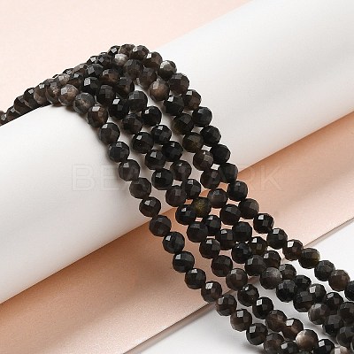 Natural Silver Sheen Obsidian Beads Strands LS-G-E608-A02-C-1