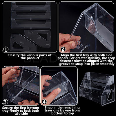 3-Tier Acrylic Display Riser Stands for Cosmetic Jewelry ODIS-WH0043-217C-1