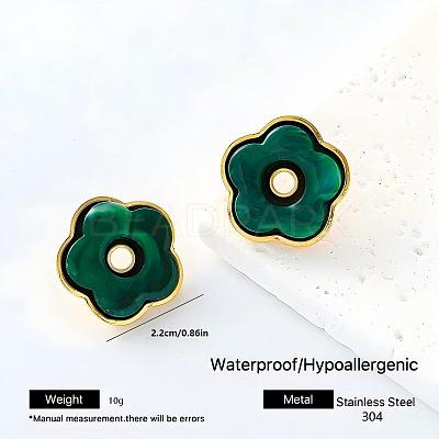 304 Stainless Steel Resin Stud Earrings for Women ST7029-1-1