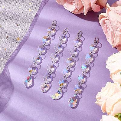 Christmas Glass Octagon Beads Hanging Suncatchers HJEW-JM02269-1