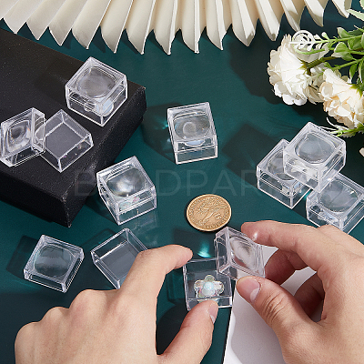 20Pcs Transparent Plastic Ring Viewer Magnifier Boxes CON-CA0001-024-1