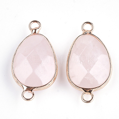 Natural Rose Quartz Links connectors G-S344-02N-1