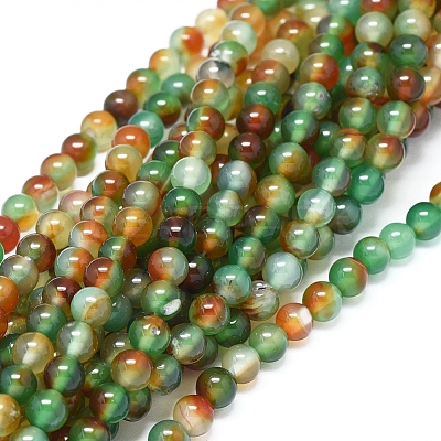 Natural Peacock Agate Beads Strands G-D0005-22-6mm-1