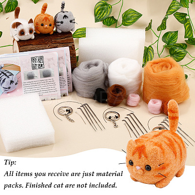 2 Sets Cat Needle Felting Kit DIY-SC0030-17A-1