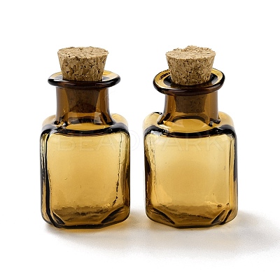 Square Glass Cork Bottles Ornament GLAA-D002-04G-1