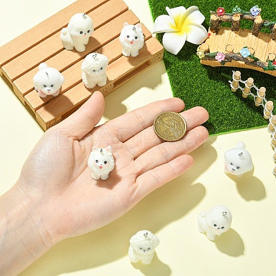 4Pcs 4 Styles Flocking Resin Pendants RESI-YW0005-15-1