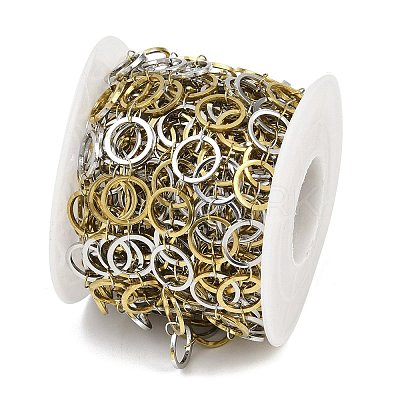 304 Stainless Steel Two Tone Ring Link Chains CHS-G044-05GP-1