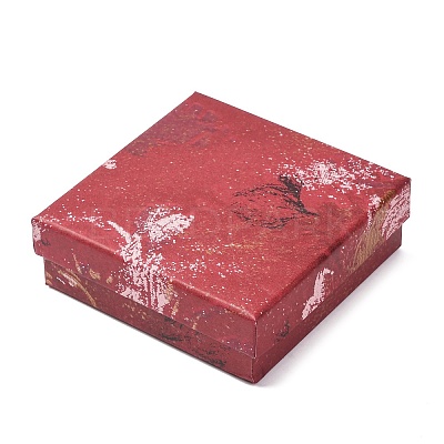 Floral Oil Painting Print Square Cardboard Jewelry Boxes CBOX-A010-01B-05-1
