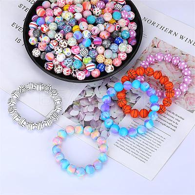 Printed Round with Polka Dot Pattern Silicone Focal Beads SI-JX0056A-135-1
