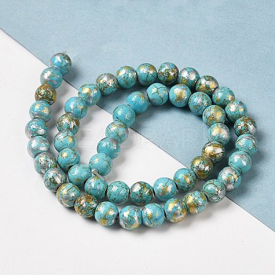 Synthetic Turquoise Dyed Camouflage Beads Strands G-E594-24O-A-1