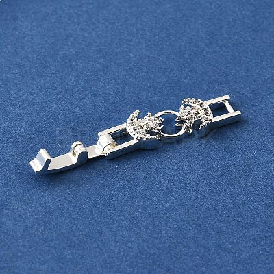 Brass Micro Pave Clear Cubic Zirconia Fold Over Clasps KK-R222-05S-1