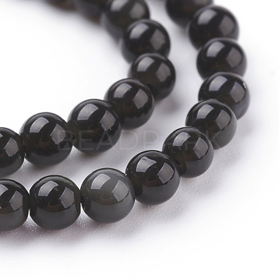 Natural Obsidian Round Beads Strands G-G735-19-4mm-1