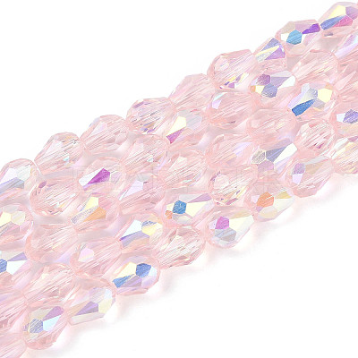 Transparent Electroplate Glass Beads Strands EGLA-N023-6x8mm-A03-1