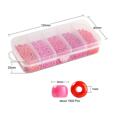 1900Pcs 5 Colors Baking Paint Glass Seed Beads SEED-YW0001-76A-1