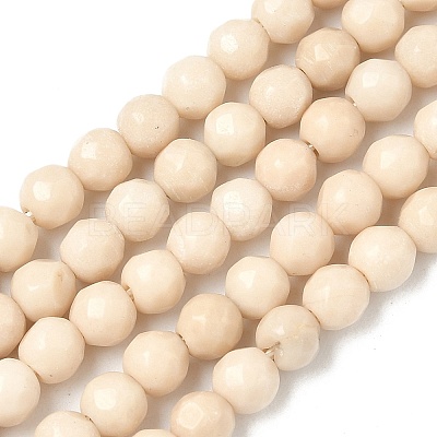 Natural Fossil Beads Strands G-K209-05D-4mm-1