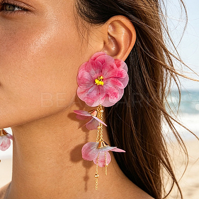 Alloy Glass Stud Earrings WG4C6C8-01-1