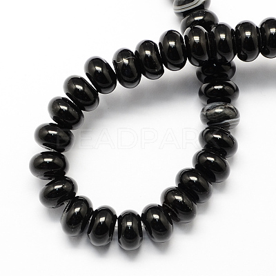 Dyed Natural Dyed & Heated Black Onyx Beads Strands G-S105-6mm-03-1