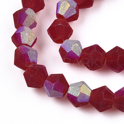 Imitate Austrian Crystal Bicone Frosted Glass Beads Strands EGLA-A039-T6mm-MB27-1