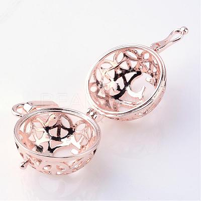 Rack Plating Brass Cage Pendants KK-S751-012RG-1
