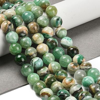 Natural Green Line Jasper Beads Strands G-B128-A03-04-1