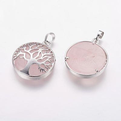 Natural Rose Quartz Pendants G-E388-02P-1