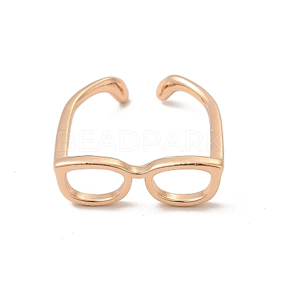 Brass Glasses Frame Open Cuff Ring for Women RJEW-F140-140KCG-1