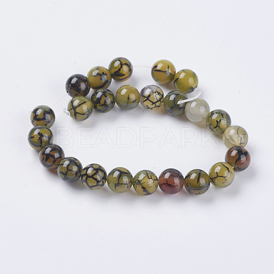 Natural Dragon Veins Agate Beads Strands X-G-G515-8mm-02B-1