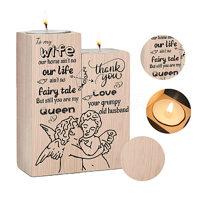 Wood Candle Holder AJEW-WH0268-005-1